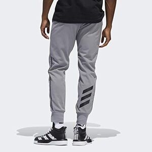 Adidas Men's Gray Basketball Sweatpants with Black Stripes